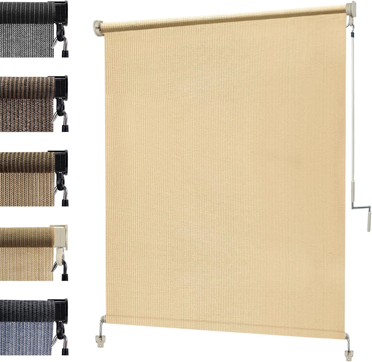 8′ X8′ Sesame Outdoor Roller Shade – Cordless Exterior Roll up Sun