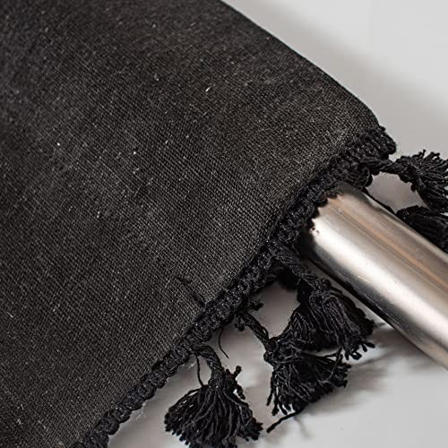 Boho Tassels Kitchen Valances for 18″W x 59″L (Pack of 1) Black