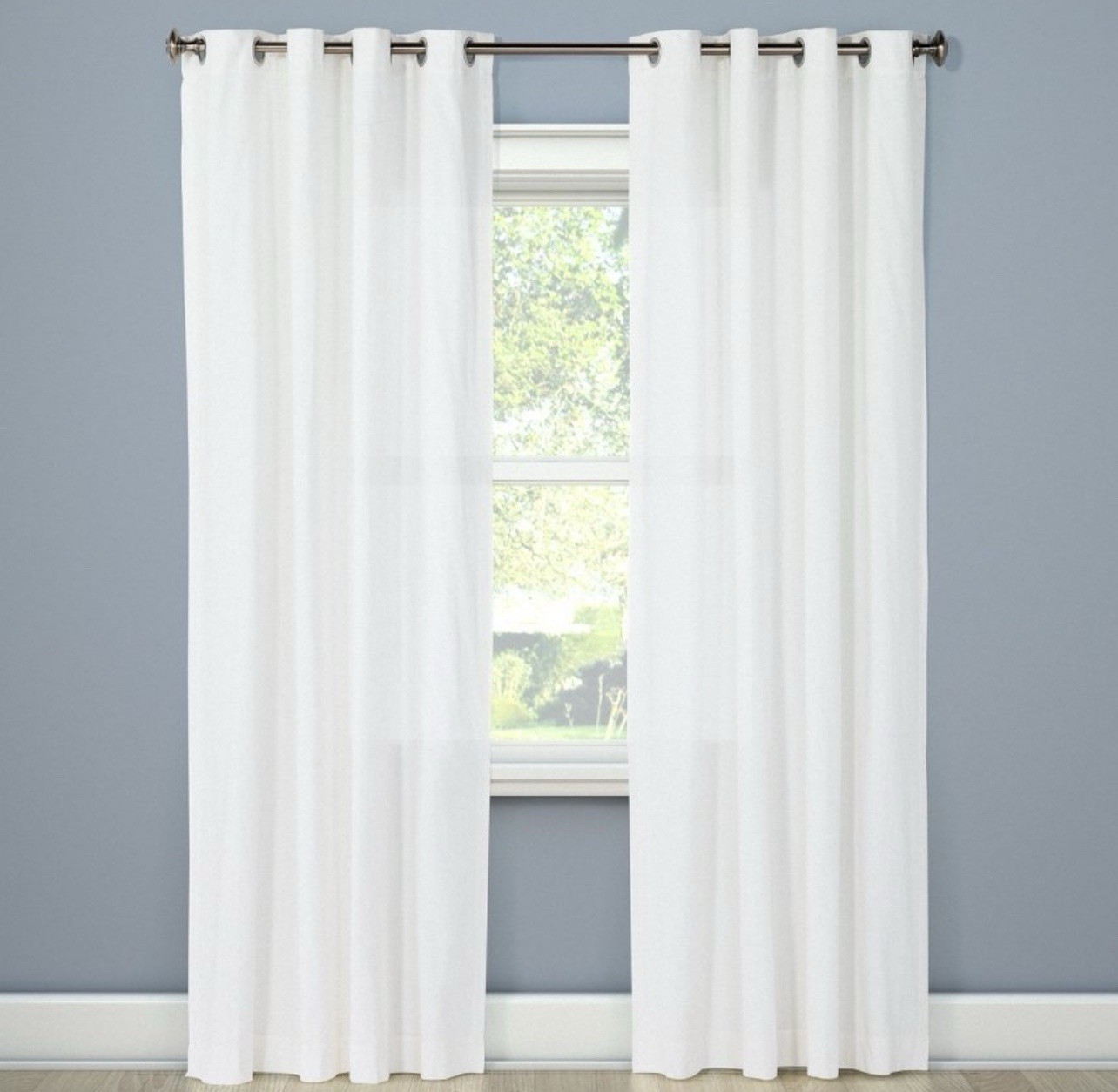 1pc 54×84 Light Filtering Solid Window Curtain Panel Natural White Threshold T91
