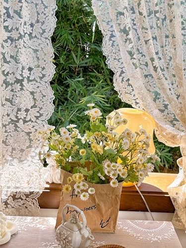 2pcs French Curtains Lace Gauze for Living Room Cream 51″W x 51″L (Pack of 2)