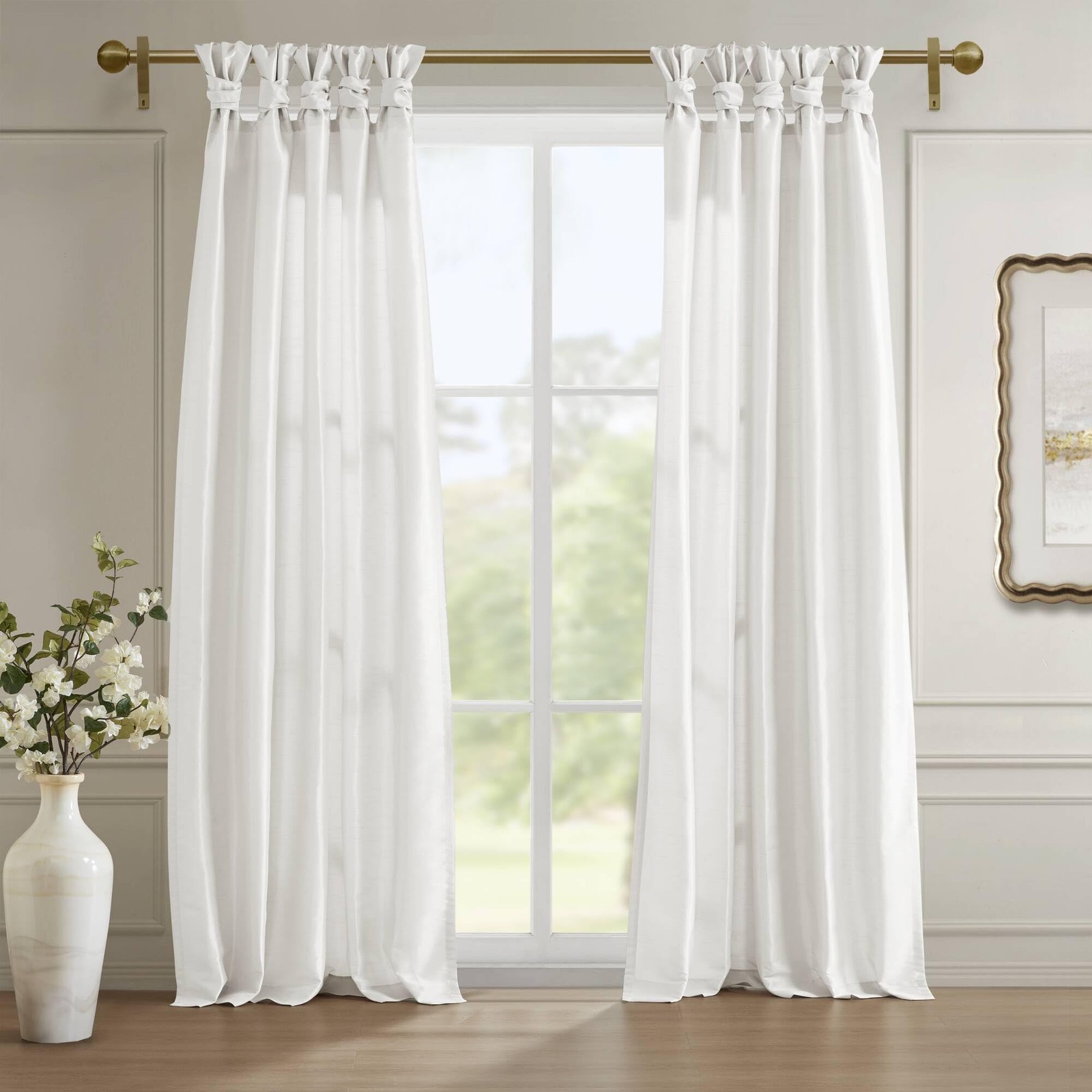 Emilia Faux Silk Single Curtain with Privacy Lining, DIY Twist Tab Top, Room …