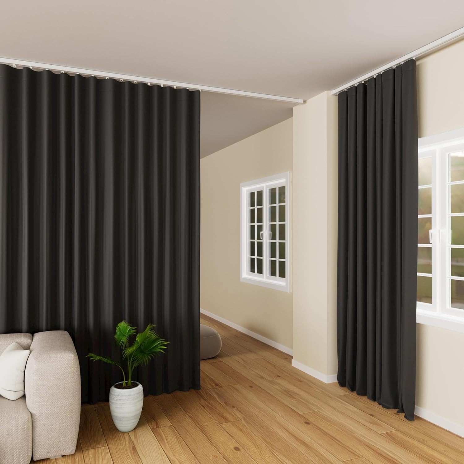 Blackout Room Divider Curtains Floor to Ceiling Privacy Curtain with Hook
