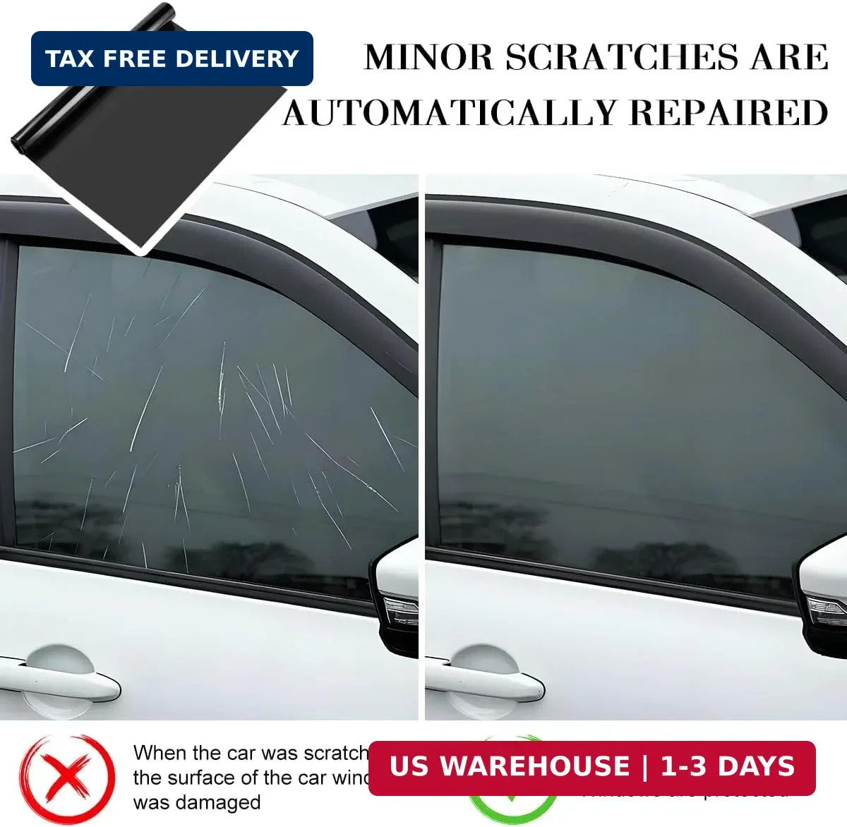 Car Windshield Tint Strip, 5% VLT Vehicle Front Windscreen Sun Visor Strip for U
