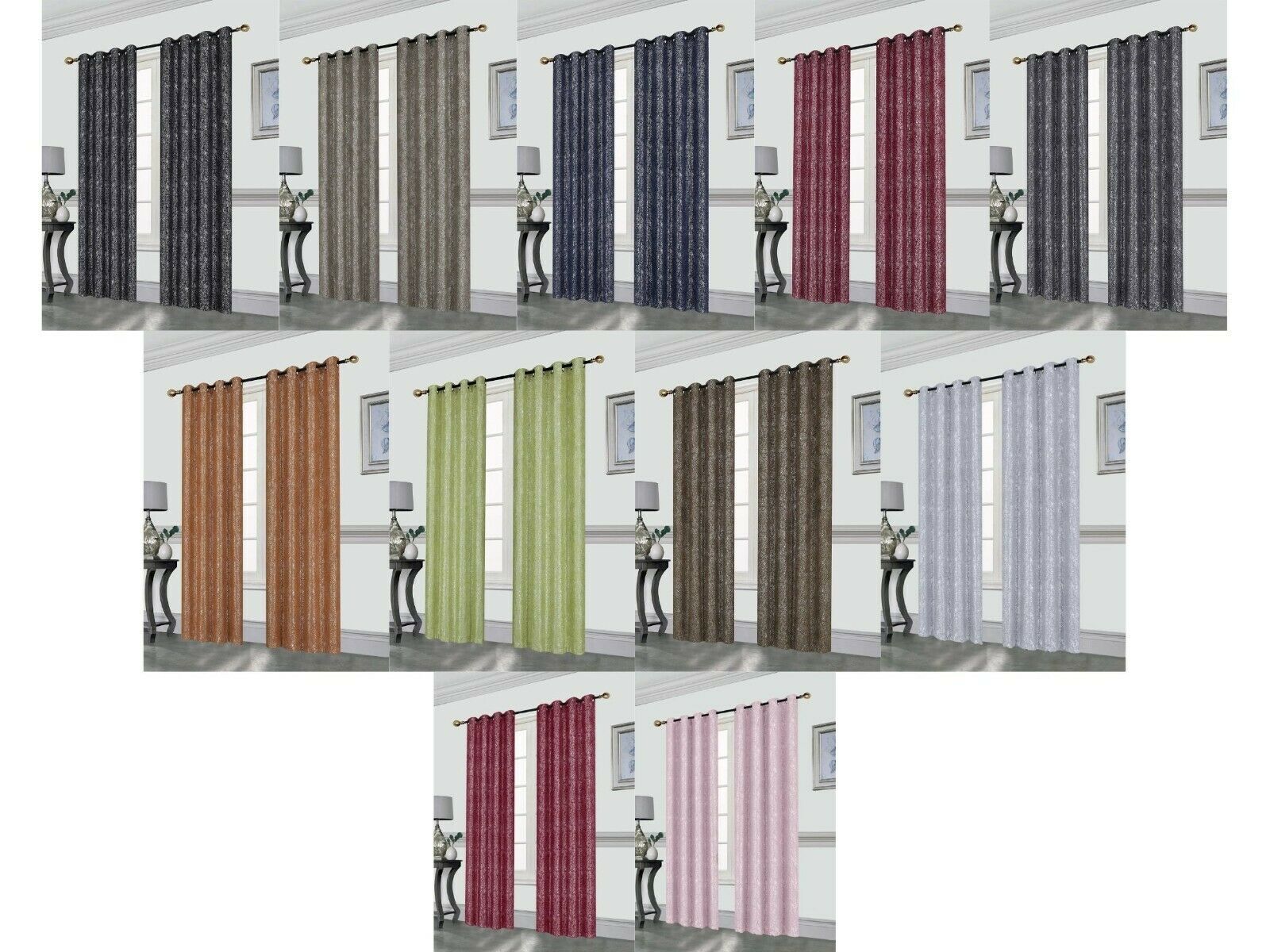 Blackout Window Curtain Panel Grommet Decorative Damask Print 52X84, 1-2 Pack