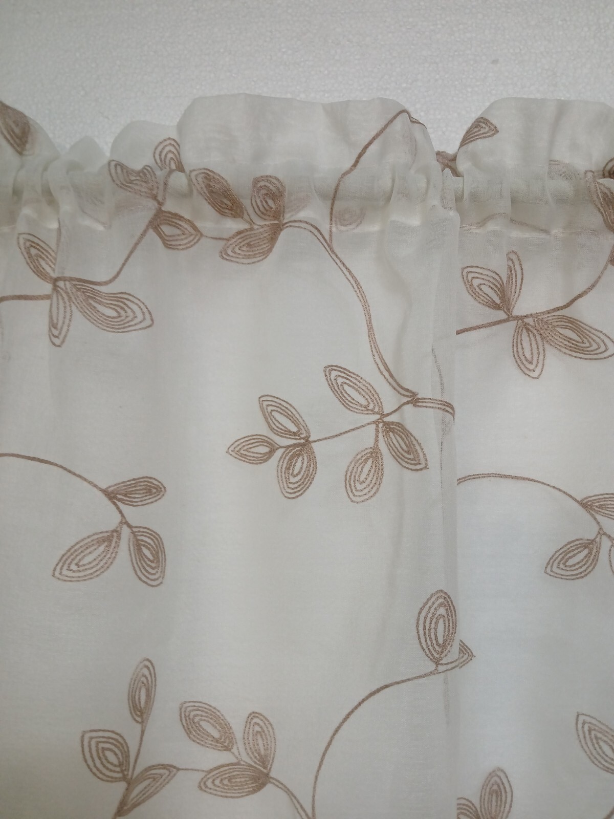 Embroidered Curtain /Valance Floral Beige With Tan Floral 60 X 23